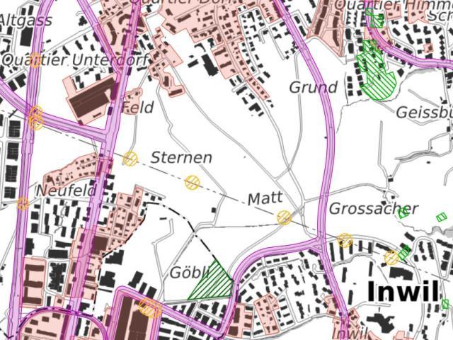 Kartenausschnitt mit Hinweisen