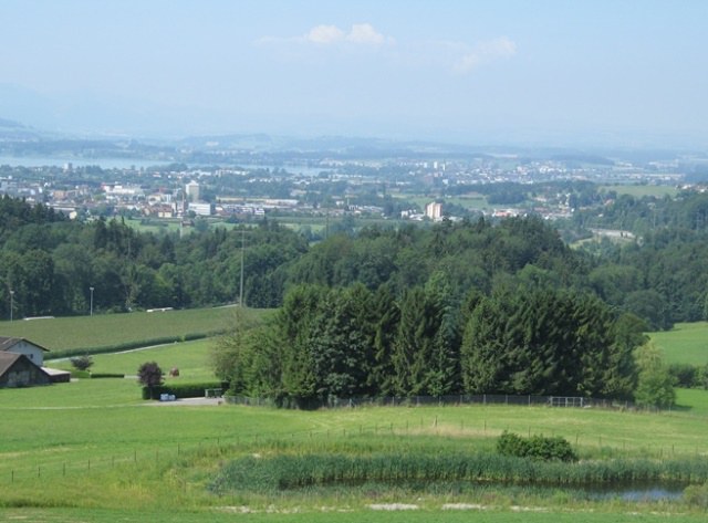 Landwirtschaftsland mit Blick auf Zug
