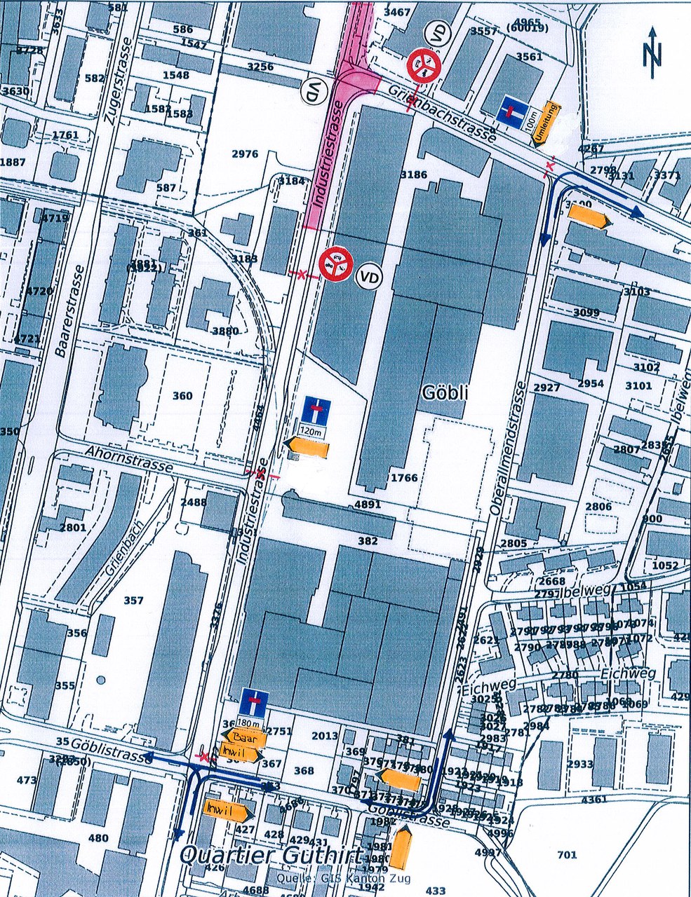 Am Sonntag, 23. Juni 2019, wird die Industriestrasse zwischen der Weber Vonesch AG und der Grienbachstrasse in Zug wegen des Deckbelagseinbaus für jeglichen Verkehr gesperrt.