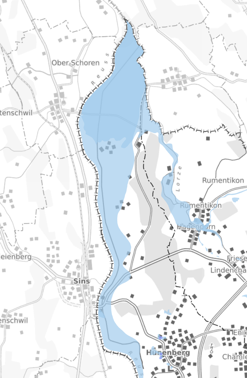 Aktuelle Überflutungs- und Gefahrenhinweiskarte