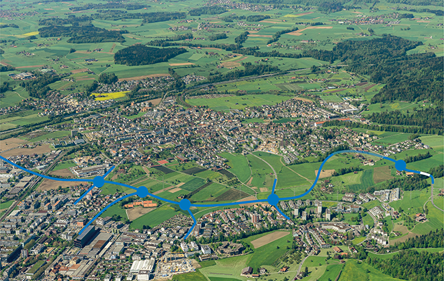 Luftbild Übersicht Tangente Brücke Margel