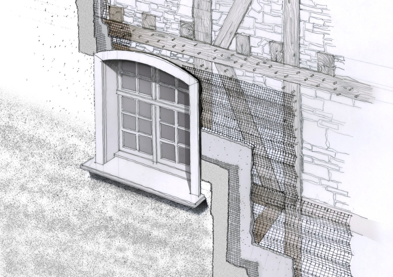 Skizze des Putzaufbaus