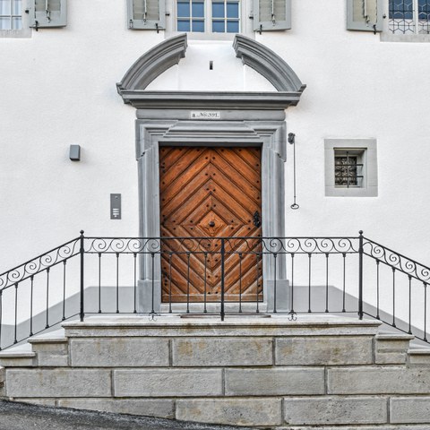 Eingang zum Gästehaus, Nordfassade,  © Beni Sutter