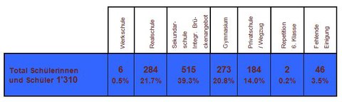 Total Schülerinnen und Schüler Übertritte 2013
