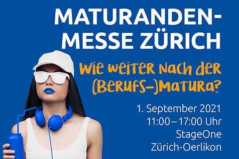 Maturandenmesse Zürich Frau mit Sonnenbrille und Kopfhörer