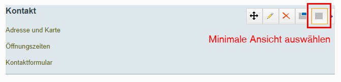 Minimale Ansicht beim Adressenblock