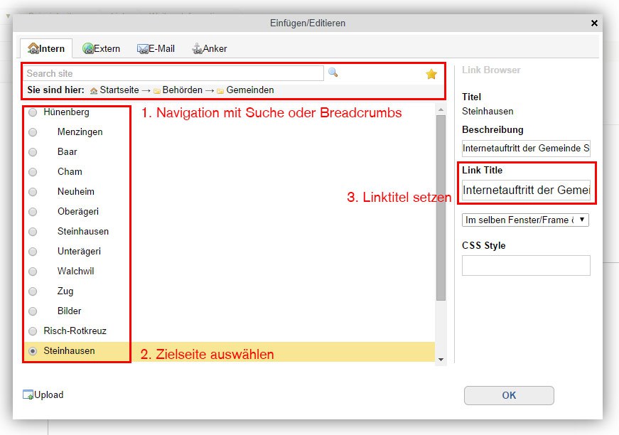 Interne Links setzen