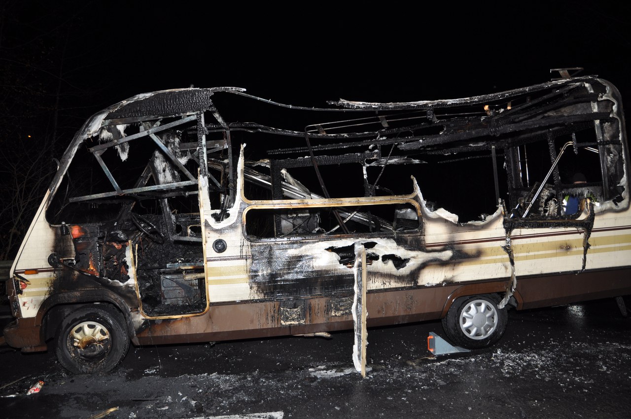 Ausgebranntes Wohnmobil