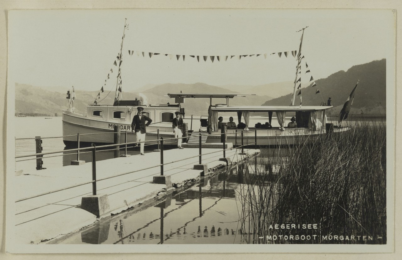 Motorboot «Morgarten», Ägeriseeschifffahrt, 1928 (StAZG, P 22)