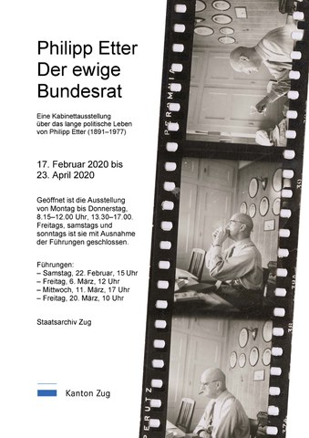 Ausstellung im Staatsarchiv Zug über den ersten Zuger Bundesrat Philipp Etter