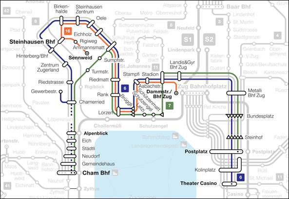Abbildung: Linienführung 6/7/16